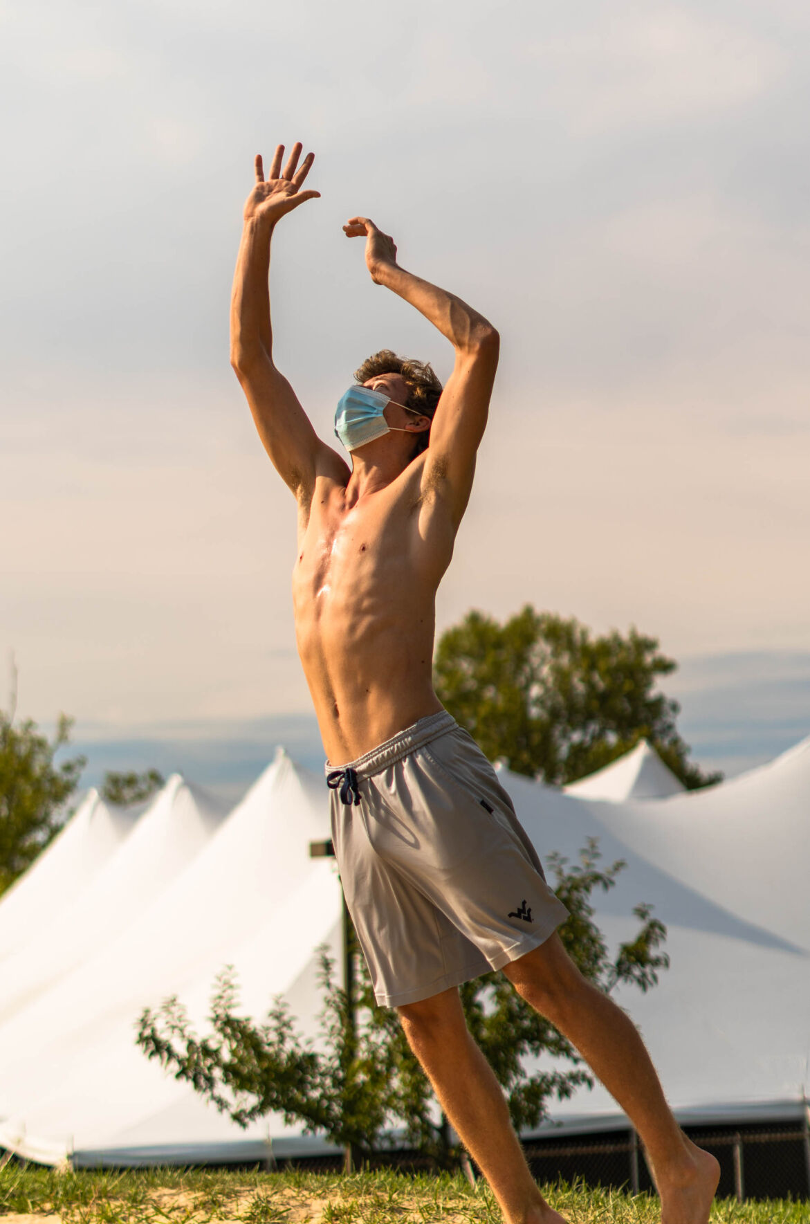 Jake Franz plays volleyball